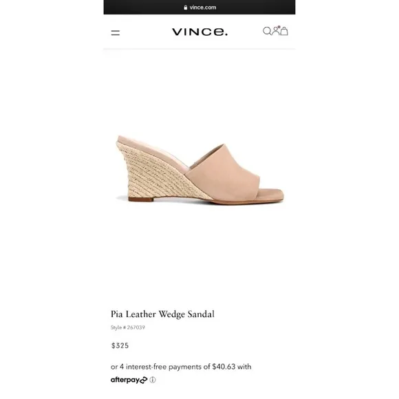 VINCE Pia Suede Leather Espadrille Wedge Heel Sandal 8 US Nude Beige