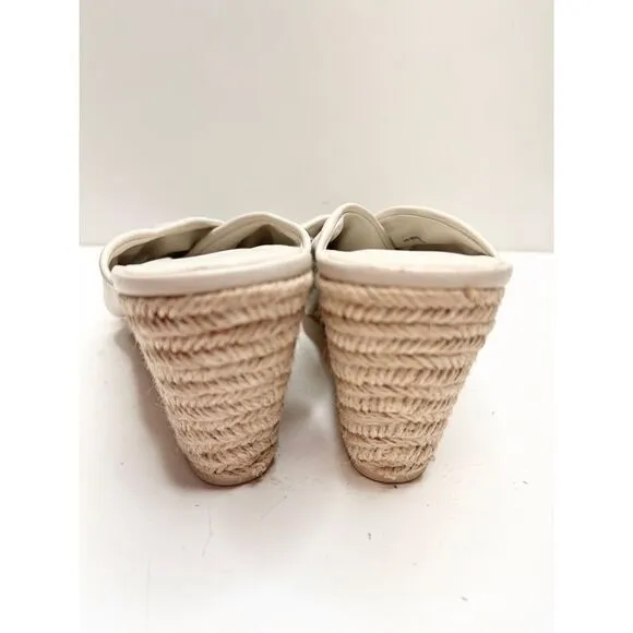 Vince Sandals Womens Size 9 Leather Espadrille Wedges in Off White