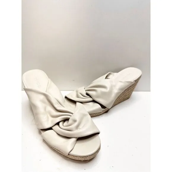 Vince Sandals Womens Size 9 Leather Espadrille Wedges in Off White