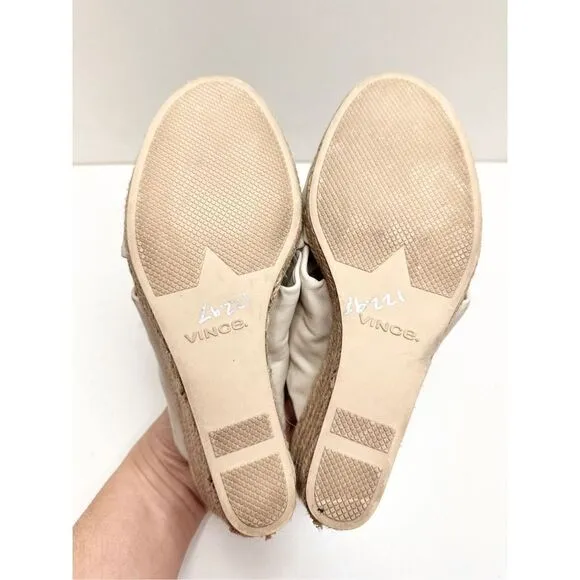 Vince Sandals Womens Size 9 Leather Espadrille Wedges in Off White