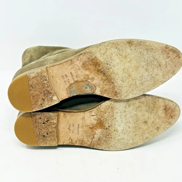 Vince Sinclair Flint Suede Booties 7.5 Taupe Flat Slouch Western Festival Boots
