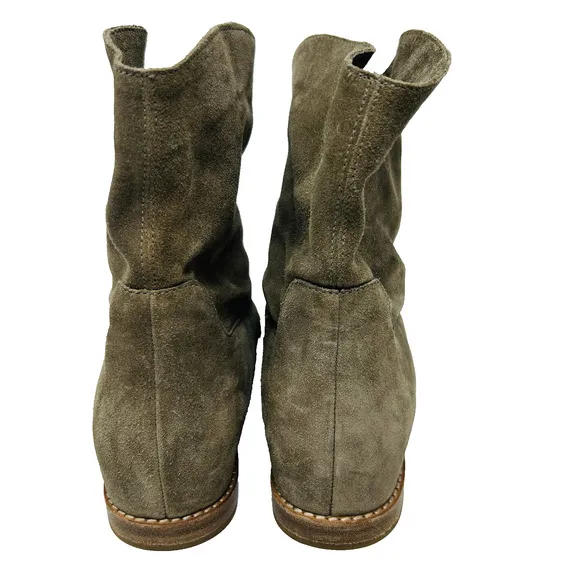 Vince Sinclair Flint Suede Booties 7.5 Taupe Flat Slouch Western Festival Boots
