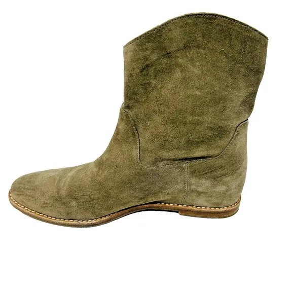 Vince Sinclair Flint Suede Booties 7.5 Taupe Flat Slouch Western Festival Boots