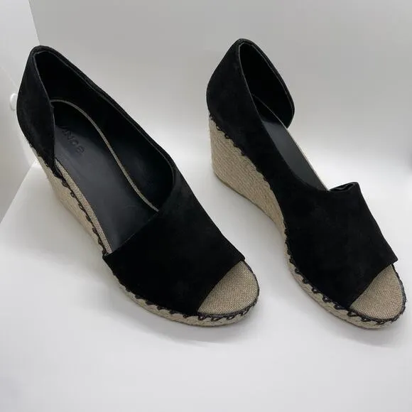 Vince Sonora Peep-Toe Suede Espadrille Wedge Sz 8