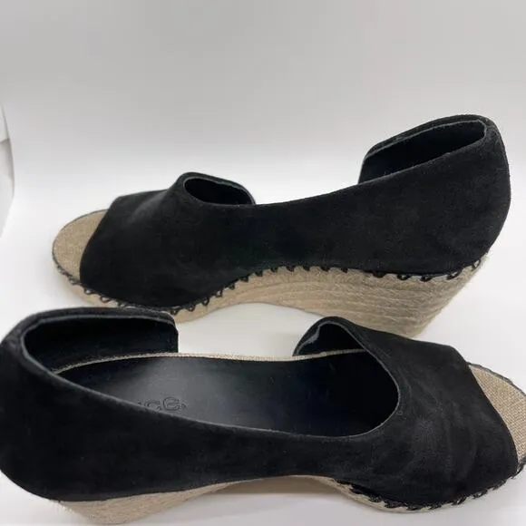Vince Sonora Peep-Toe Suede Espadrille Wedge Sz 8