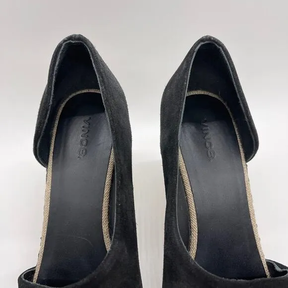 Vince Sonora Peep-Toe Suede Espadrille Wedge Sz 8