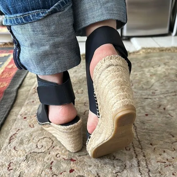 Vince - Spencer Coastal leather espadrille wedges - 3” heel