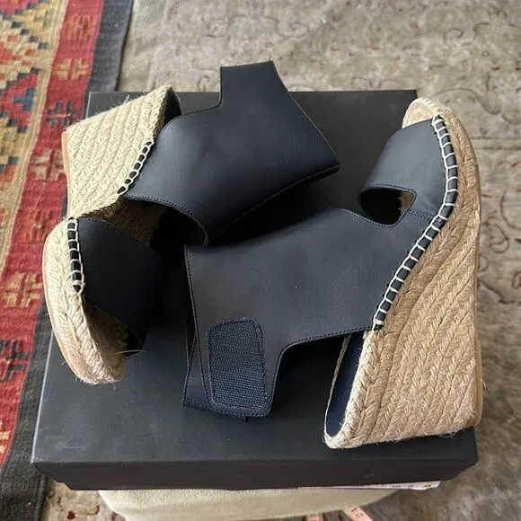 Vince - Spencer Coastal leather espadrille wedges - 3” heel