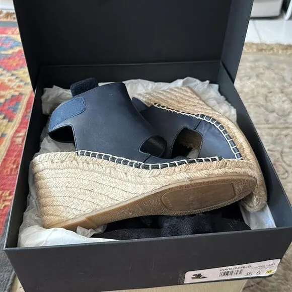 Vince - Spencer Coastal leather espadrille wedges - 3” heel