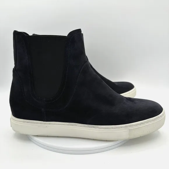 Vince Womens 9M Nira Sneakers Chelsea Boots Black Suede High Top Water Repellent