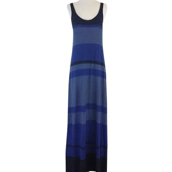 Vince Women's Blue Knit Striped Sleeveless Long Casual Maxi Dress Size XS