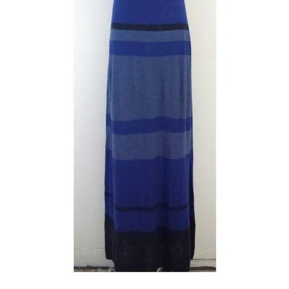 Vince Women's Blue Knit Striped Sleeveless Long Casual Maxi Dress Size XS