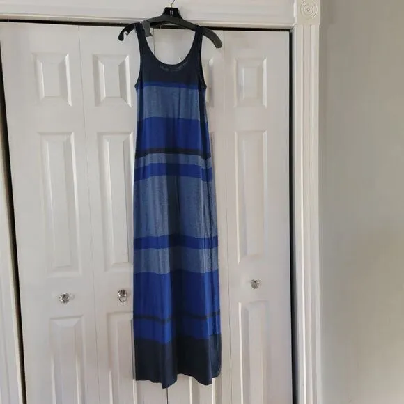 Vince Women's Blue Knit Striped Sleeveless Long Casual Maxi Dress Size XS