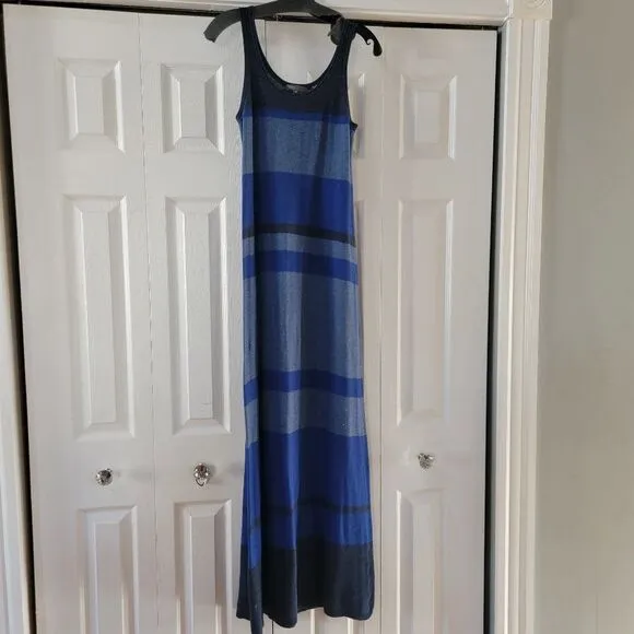 Vince Women's Blue Knit Striped Sleeveless Long Casual Maxi Dress Size XS