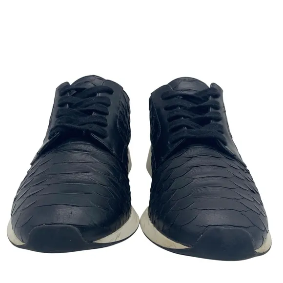 Vince Womens Shoes Rayner Sneakers 7.5 Black Leather Low Top Textured Designer