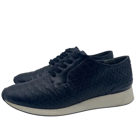 Vince Womens Shoes Rayner Sneakers 7.5 Black Leather Low Top Textured Designer