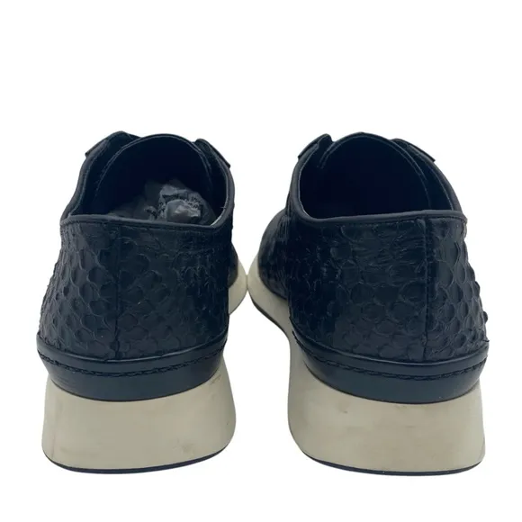 Vince Womens Shoes Rayner Sneakers 7.5 Black Leather Low Top Textured Designer
