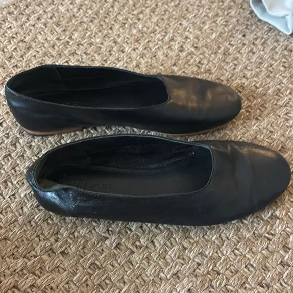 Vince black leather flats, size 6M.