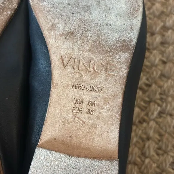 Vince black leather flats, size 6M.