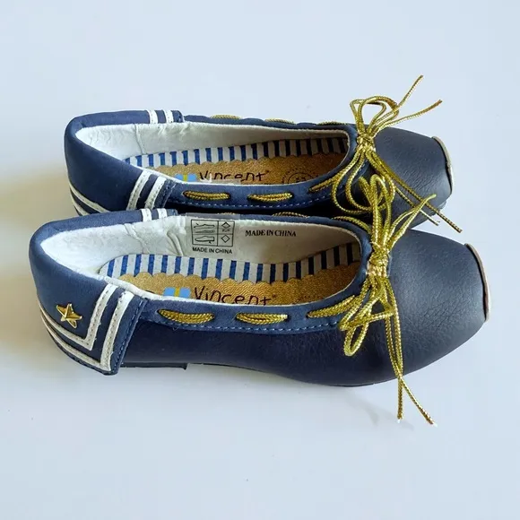 Vincent Svea Navy Blue Leather Shoes Toddler Girl Size 8 / EU 24 With Box