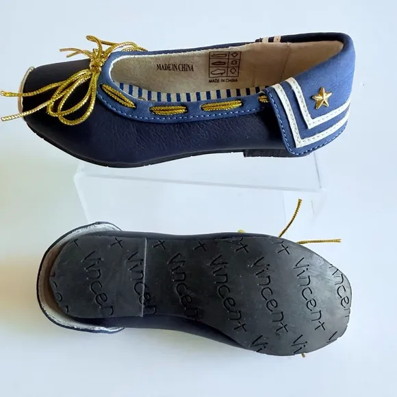 Vincent Svea Navy Blue Leather Shoes Toddler Girl Size 8 / EU 24 With Box