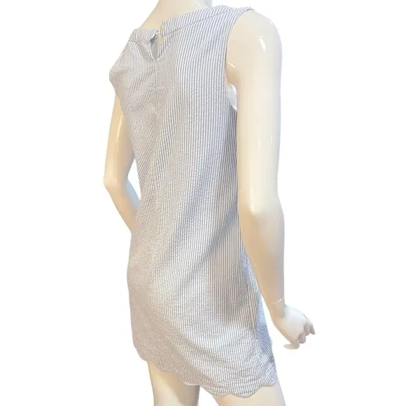 Vineyard Vines Mini Striped Seersucker Woven Notch Shift Mini Dress Blue S/M