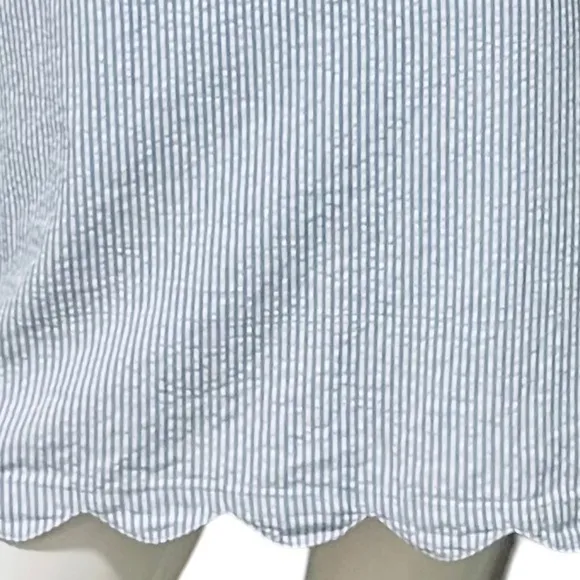 Vineyard Vines Mini Striped Seersucker Woven Notch Shift Mini Dress Blue S/M