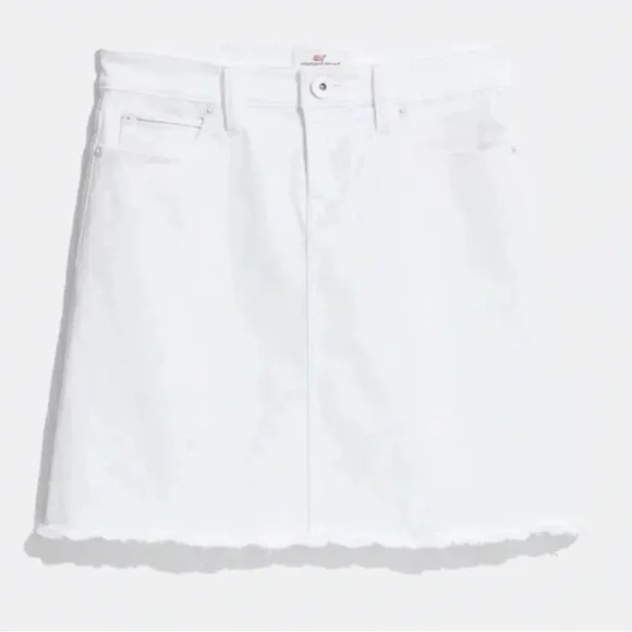 Vineyard Vines Skirt White Denim Raw Hem Mini Skirt Women’s Size 24 Stretch