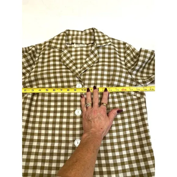 Vintage 2-piece Linen Jacket and skirt Brown/Wht Gingham Check, Lane Bryant Tall