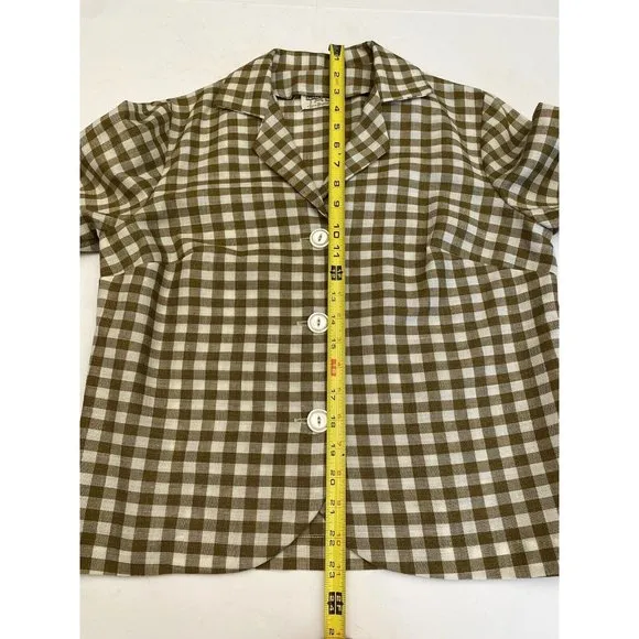 Vintage 2-piece Linen Jacket and skirt Brown/Wht Gingham Check, Lane Bryant Tall