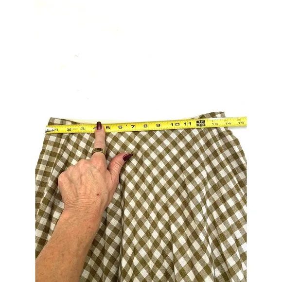 Vintage 2-piece Linen Jacket and skirt Brown/Wht Gingham Check, Lane Bryant Tall