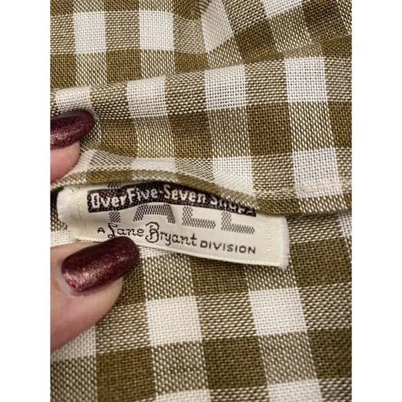 Vintage 2-piece Linen Jacket and skirt Brown/Wht Gingham Check, Lane Bryant Tall