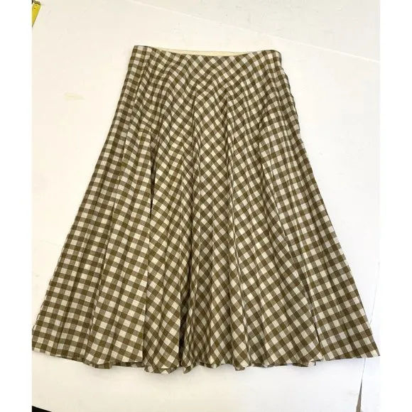 Vintage 2-piece Linen Jacket and skirt Brown/Wht Gingham Check, Lane Bryant Tall