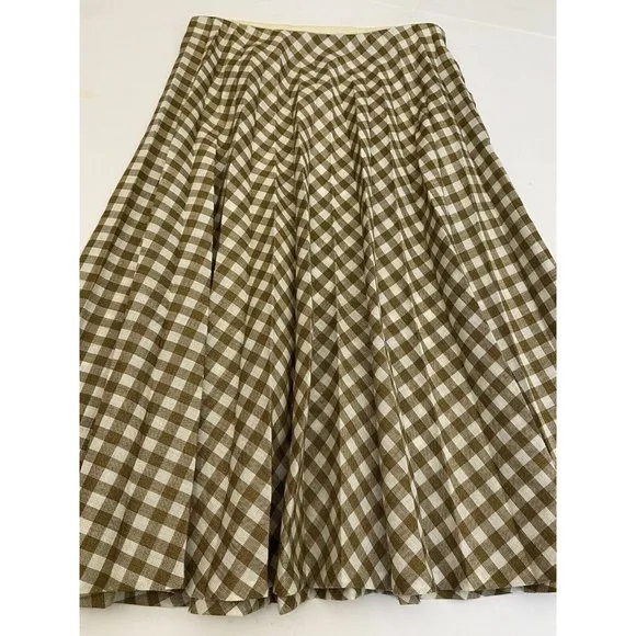 Vintage 2-piece Linen Jacket and skirt Brown/Wht Gingham Check, Lane Bryant Tall