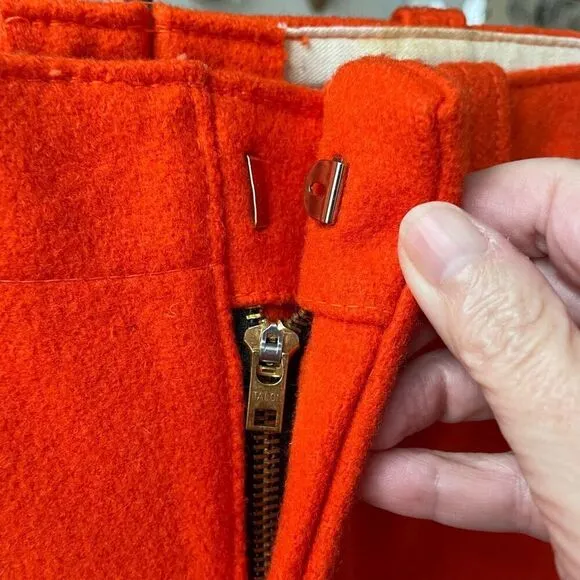 Vintage 60s 70s Gander Mountain Orange Wool Outdoors Hunting Pants 30
