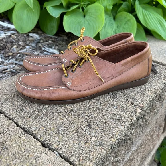 Vintage 70s 80s Levis Brown Leather Deck Boat Docksiders shoes Mens 10 1/2 M