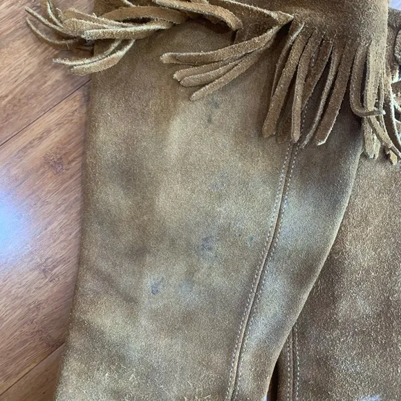 Vintage 70’s era Minnetonka Moccasins tall lace up sides suede approx size 7.5