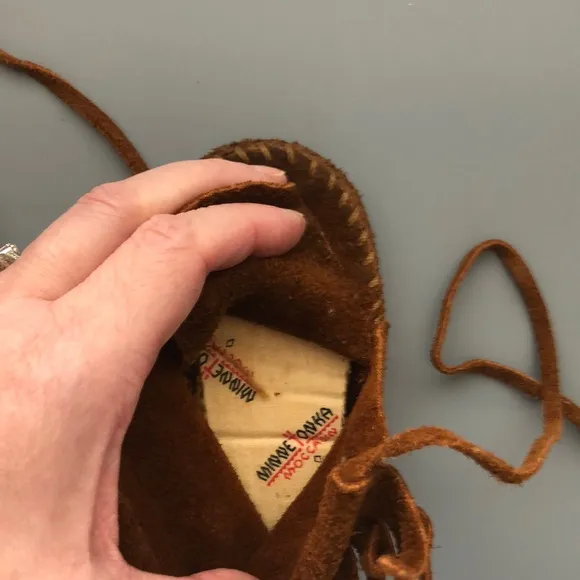 Vintage 80’s Brown Suede Minnetonka Kids Moccasins