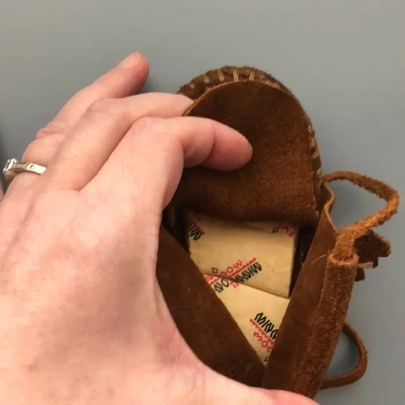 Vintage 80’s Brown Suede Minnetonka Kids Moccasins