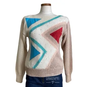 Vintage 80s Nannell Hand Knit Sweater Sz S