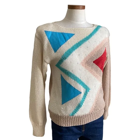 Vintage 80s Nannell Hand Knit Sweater Sz S