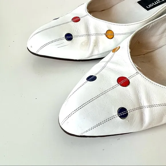 Vintage 80s STUART WEITZMAN For MARTINIQUE Dot Wedge Kitten Heels—SZ 7.5