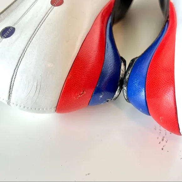 Vintage 80s STUART WEITZMAN For MARTINIQUE Dot Wedge Kitten Heels—SZ 7.5