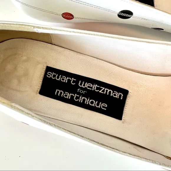 Vintage 80s STUART WEITZMAN For MARTINIQUE Dot Wedge Kitten Heels—SZ 7.5