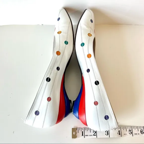Vintage 80s STUART WEITZMAN For MARTINIQUE Dot Wedge Kitten Heels—SZ 7.5