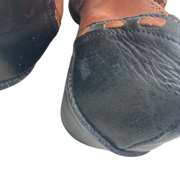 Vintage 90s Western Shoes Mens 9.5 Brown Black leather