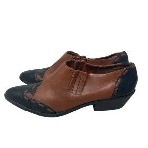 Vintage 90s Western Shoes Mens 9.5 Brown Black leather