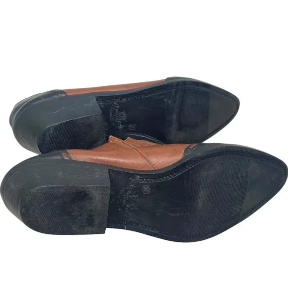 Vintage 90s Western Shoes Mens 9.5 Brown Black leather