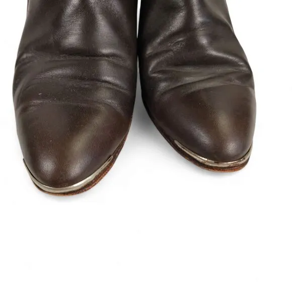 Vintage Acme Western Metal Tipped Boots Size 8.5M Brown Embossed Leather