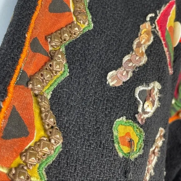 Vintage Black BEADED &amp; Embroidered BOLERO Jacket
